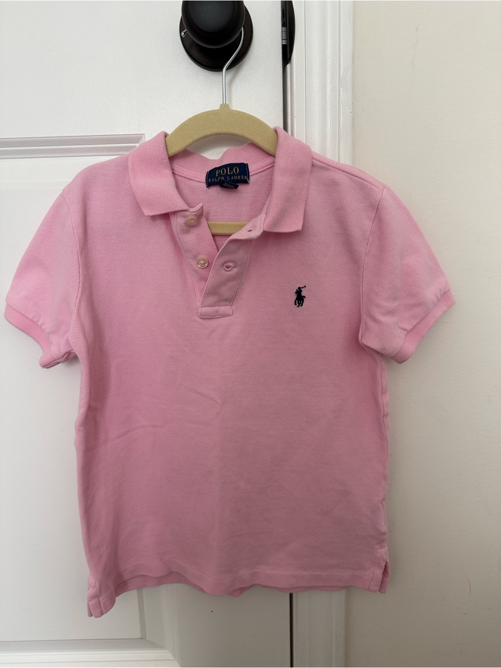 Polo by Ralph Lauren Light Pink Short Sleeve Polo with Navy Embroidered Pony